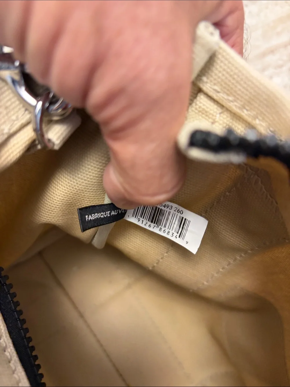 Marc Jacobs Small Beige Canvas 'The Tote Bag' with Black Strap - Picture 8 of 12
